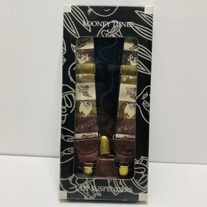 Vintage Looney Tunes Taz Clip Suspenders New in Box